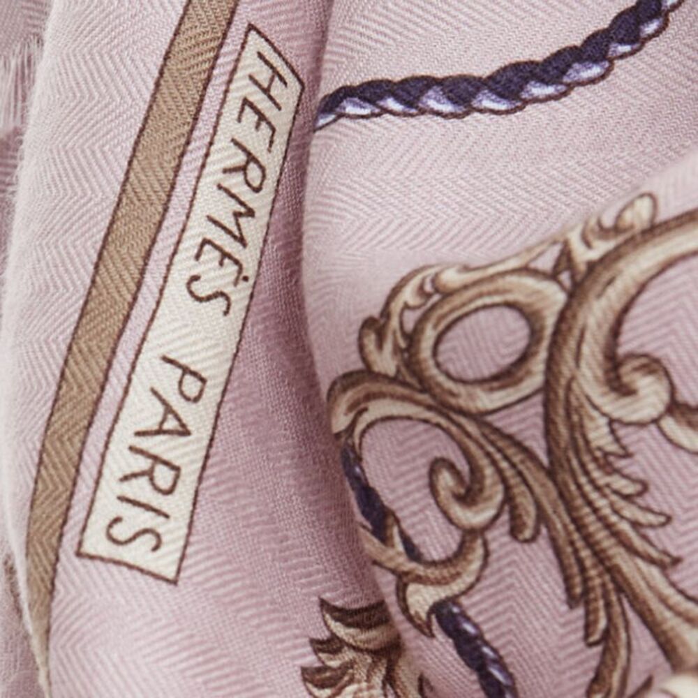 Hermès lilac cashmere silk tassel print scarf - Picture 2 of 6